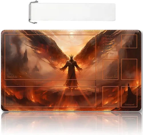 Miniatura 16 de Tapete de juego MTG cosido de alta calidad con zonas y respaldo de goma antideslizante, tapete de juego TCG para MTG y otros juegos de cartas, Dkt