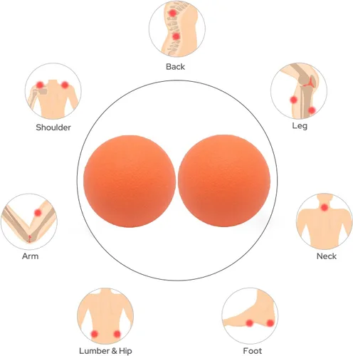 Miniatura 7 de Pelota de masaje pequeña y dura, paquete de 2. Bolas de lacrosse tamaño de bola para fascia, punto de gatillo, tejido profundo, liberación Naranja