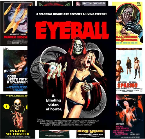 Miniatura 10 de Mini-carteles de película (13 carteles de 8 x 11 pulgadas) Zombies Horror Vintage Pósters de películas cubiertas de película de explotación retro