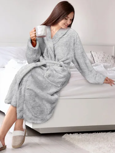 Miniatura 5 de PAVILIA - Bata de baño para mujer de suave tejido polar, mullida y cálida