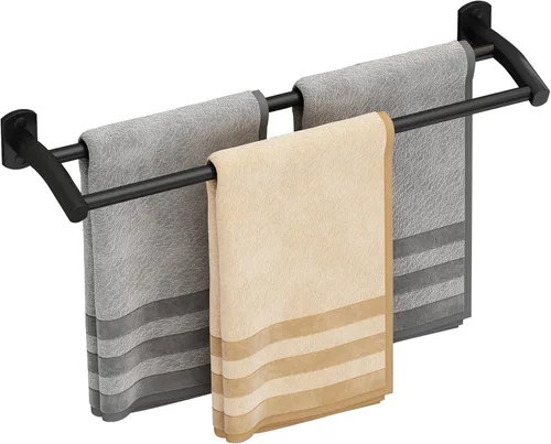Miniatura 10 de Toallero negro, toallero de mano para baño, colgador de toallas montado en la pared, soporte para toallas de baño de cocina, barra de toalla