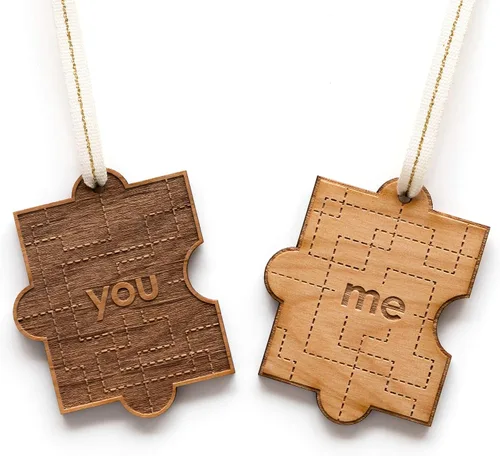 Miniatura 2 de Pareja de Adornos de Madera de Rompecabezas "Tú y Yo" para Aniversario de Boda, Vacaciones