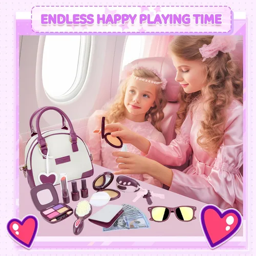 Miniatura 8 de INNOCHEER Bolso de niñas pequeñas, bolso de juguete para niños con maquillaje de fantasía, bolso de juego para niñas pequeñas, bolso de juego