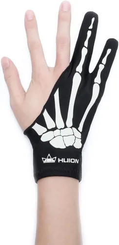 HUION Guante de esqueleto para artista de dibujo gráfico en tableta, monitor, pintura, bocetos en papel, adecuado para mano izquierda y derecha