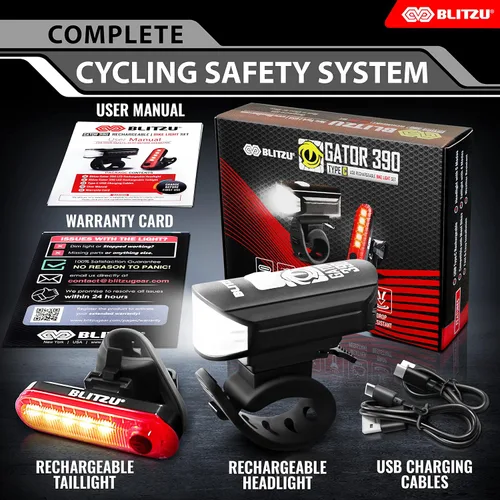 Miniatura 4 de BLITZU Juego de luces recargables tipo C ultra brillantes para bicicleta, faros delanteros y traseros para bicicleta, accesorios de bicicleta
