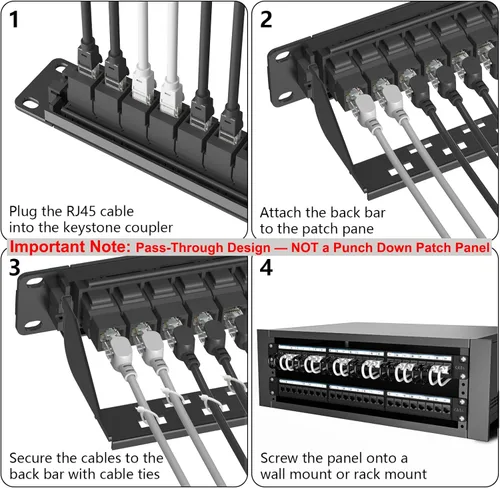 Miniatura 8 de Jadaol [Listado UL] Panel de Parches de 24 Puertos para Montaje en Rack o Montaje en Pared de 19 Pulgadas, Panel de Red Cat 6 de 1U Precargado