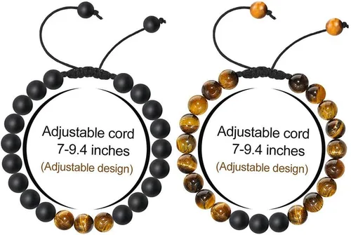 Miniatura 2 de M MOOHAM Bracelets for Men Christmas Gifts - 8mm Natural Tiger Eye Matte Agate Lava Rock Bracelets Set for Men, Birthday Christmas Gifts for Dad