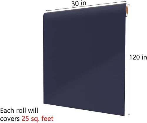 Miniatura 7 de Decotalk Papel tapiz de 30 x 120 pulgadas, tipo despegar y pegar, azul oscuro, adhesivo, para paredes, dormitorio o armarios, se puede retirar