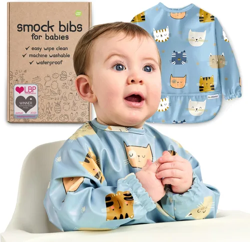 Miniatura 12 de Baberos impermeables para comer (niño o niña de 6 a 24 meses) – Babero de manga larga para bebé destete 02 - Picnic de Ositos de Peluche (1 Pack)