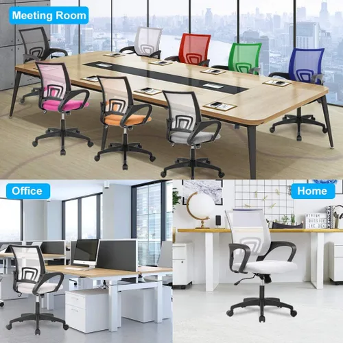 Miniatura 7 de Meet perfect Silla de oficina con respaldo medio, moderna silla ejecutiva de escritorio para computadora, silla giratoria con ruedas, silla Blanco