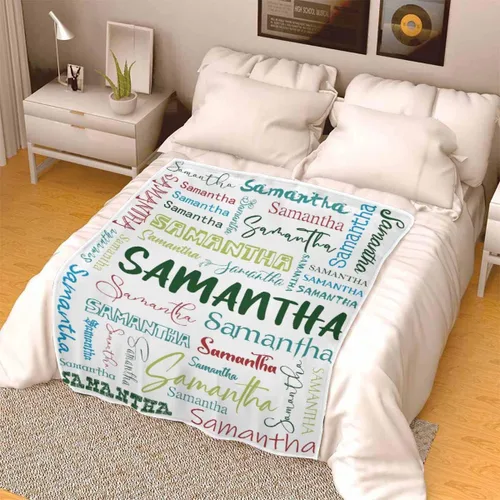 Miniatura 5 de Manta personalizada con nombre con fuente diferente y colorida para niños, mujeres y hombres, divertida decoración personalizada para el hogar, cama
