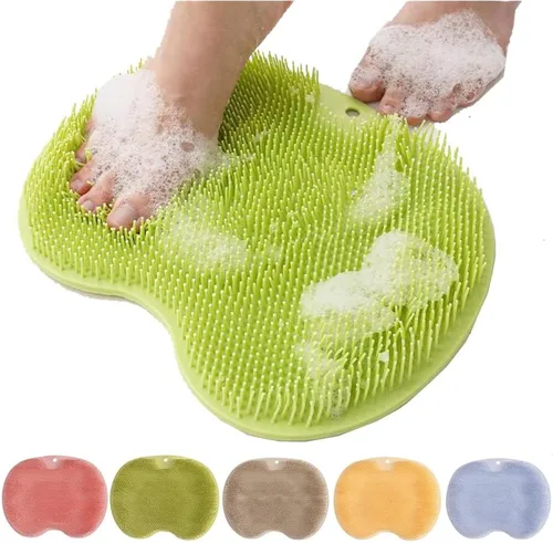 Alfombrilla de silicona para pies de ducha, limpiador mejorado de pies con ventosas para montar en la pared, almohadilla de limpieza mejorada para