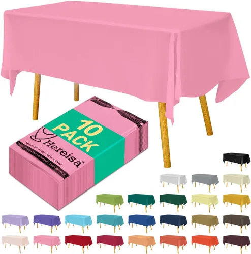 Miniatura 23 de Paquete de 3 manteles de plástico desechables de 54 x 108 pulgadas, manteles de color blanco hueso, manteles de fiesta nupcial para fiestas