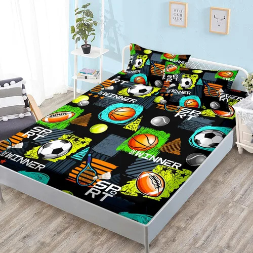 Miniatura 11 de HOSIMA Juego de ropa de cama de 3 piezas para niños, color negro, tamaño individual, sábana bajera ajustable de ajolote de dibujos animados, vida