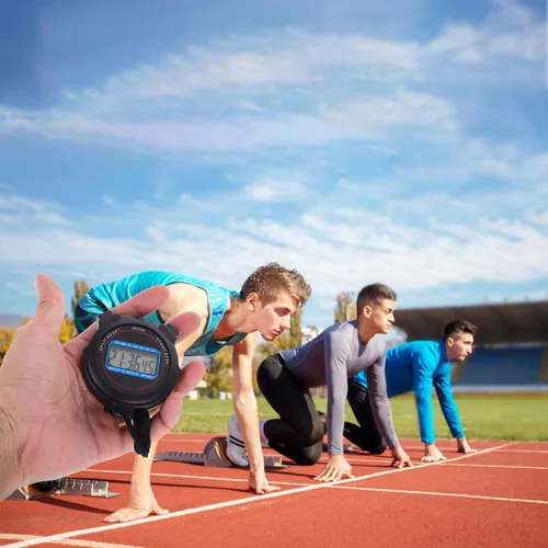 Miniatura 8 de GALPADA Cronómetro digital con pantalla grande, funcionamiento silencioso, temporizador portátil de mano para natación, entrenamiento, correr