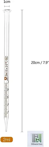 Miniatura 2 de (2 unidades) cuentagotas de vidrio graduado para medicina con pipetas de laboratorio con tapa de goma azul y escala (0.1 fl oz (paquete de 2)