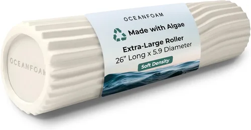 Oceanfoam Rodillo de tsunami (natural), rodillo de espuma suave y texturizado para terapia física, dolor de espalda, ejercicio y estiramiento,