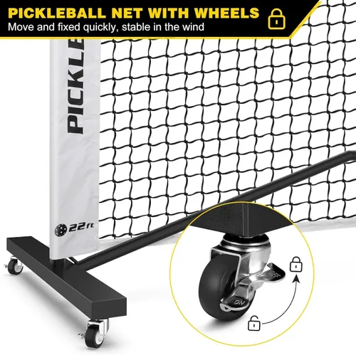 Miniatura 3 de Fostoy Pickleball Net with Wheels, Portable 2-in-1 Pickle Ball Net with Ball Collector,22FT Regulation Size & 11FT Half Court Size, Carry Bag