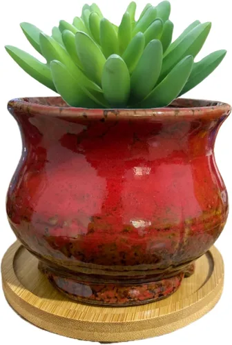 Miniatura 40 de Bonita maceta circular de cerámica para decoración del hogar y jardín, suculentas, cactus, maceta no incluida (azul, 3.19 pulgadas)