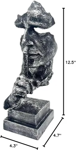 Miniatura 5 de SMRTHMRT Esculturas abstractas de pensadores, estatua creativa de The Thinker, Keep Silence/Silence is Gold Charaters, decoración de oficina en casa