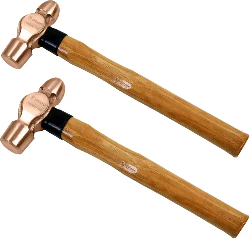 Miniatura 22 de WEDO Juego de martillo de bola de cobre de 3 piezas, 8 onzas + 12 onzas + 16 onzas (1/2 libra+3/4 lb+1 libra), martillo de bola con mango de madera