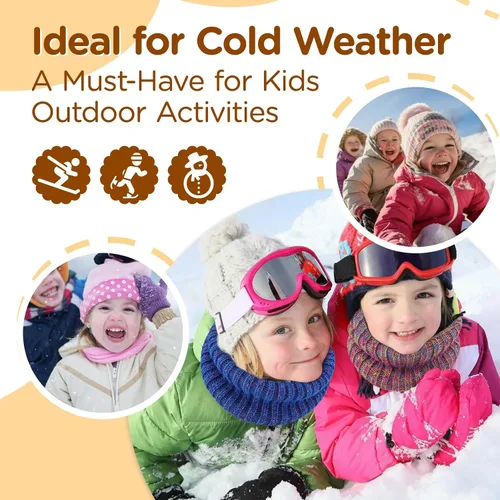 Miniatura 7 de Wandx Polaina de forro polar para niños y niñas, para invierno, para clima frío, cubierta facial de punto de rayas anchas para niños y niñas