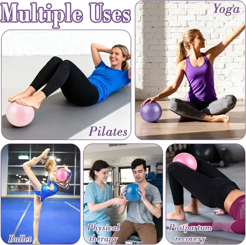 Miniatura 2 de RAINFLOW Pelota de ejercicio pequeña de 3 piezas, pelota de pilates de 9 pulgadas, pelota de yoga pequeña para estabilidad, terapia física, fitness