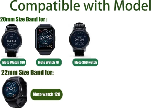 Miniatura 2 de Correa de metal compatible con Moto Watch 120, 0.78 pulgadas, 0.86 pulgadas, 0.86 pulgadas, correa de metal de liberación rápida con cuero