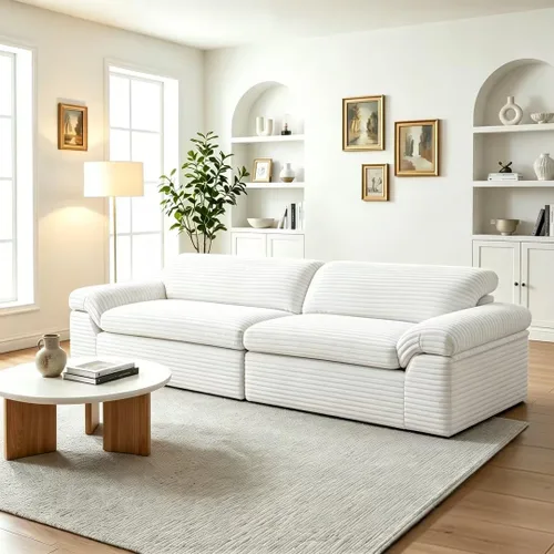 Miniatura 34 de Vesgantti 106" Boneless Couch with Chaise, U Shaped Deep Seat Comfy Cloud Modular Sofa Chenille Memory Foam Sectional Couches for Living Room