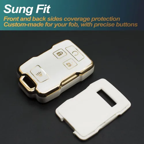 Miniatura 3 de FEYOUN Funda para llavero compatible con Chevy Chevrolet Colorado Silverado Suburban Tahoe GMC Canyon Sierra 1500 2500 3500 HD TPU funda para Blanco