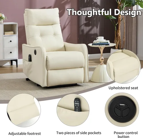 Miniatura 6 de Silla Reclinable con Elevación Eléctrica con Masaje de Vibración y Calor para Personas Mayores de Estatura Pequeña, Silla Elevadora Pequeña