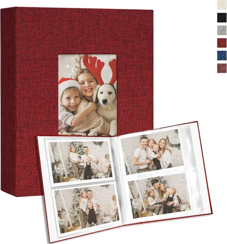 Miniatura 11 de Vienrose Álbum de fotos pequeño de 4 x 6 pulgadas, paquete de 2 mini libros de fotos con cubierta de lino, 26 páginas con capacidad para 52 Azul