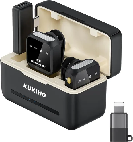 Miniatura 13 de Paquete de 2 micrófonos de solapa inalámbricos para iPhone, iPad y teléfono Android, micrófono de solapa Plug and Play, micrófono inalámbrico
