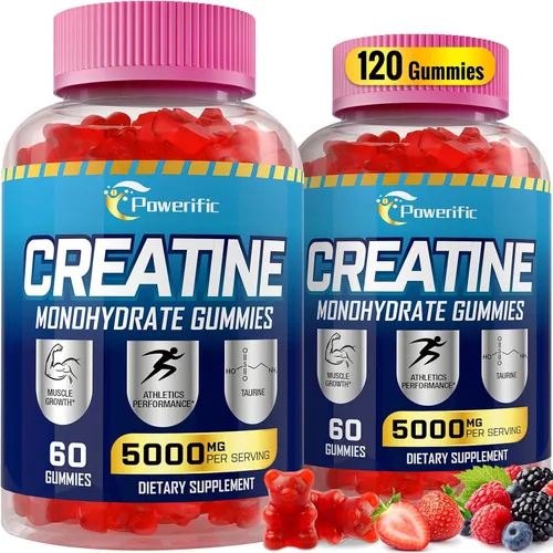 Gomitas de monohidrato de creatina para hombres y mujeres, gomitas preentrenamiento con taurina, vitamina B6 y monohidrato de creatina B12