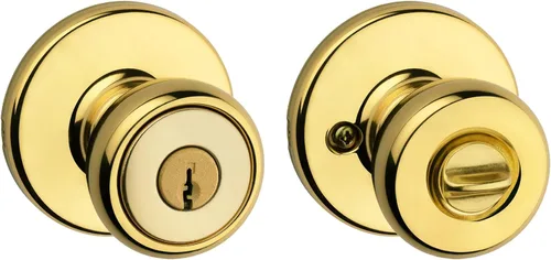 Miniatura 18 de Kwikset Tylo Pomo de Puerta Ficticio, Manija de Una Sola Cara para Armarios, Puertas Dobles Francesas y Despensa, Pomo de Puerta Interior de Latón