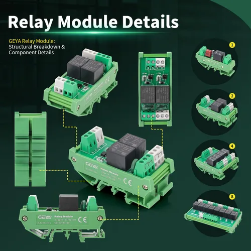 Miniatura 6 de Módulo de relé de 4 canales 1 módulo de relé de interfaz DC/CA de montaje en carril DIN SPDT de 12V (FY-T734-12VACDC)