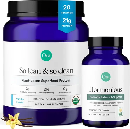 Ora Organic Paquete de energía de equilibrio hormonal y proteína: apoya la piel, el estado de ánimo, la energía, Cordyceps y cereza de acerola +