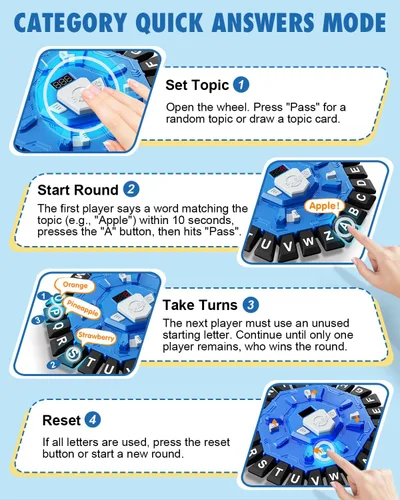 Miniatura 3 de Juego de palabras, juegos de mesa familiares con temporizador de pantalla y 2 modos, juegos de presión de 24 letras de ritmo rápido, juego