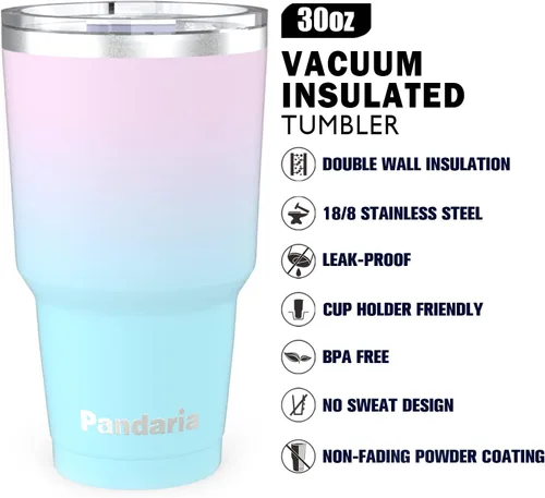 Miniatura 5 de Vaso de acero inoxidable aislado al vacío de 30 onzas con pajilla, duradero y apto para lavavajillas, ideal para automóvil, campamento, senderismo