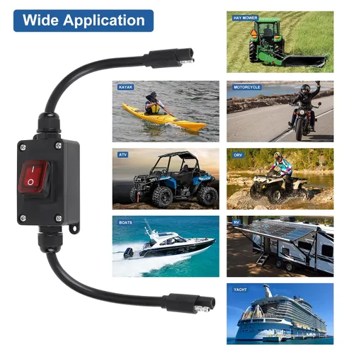 Miniatura 7 de Interruptor de alimentación en línea de 12 V, conector SAE impermeable briidea IP65 con indicador LED retroiluminado, cable de 14 AWG, ideal