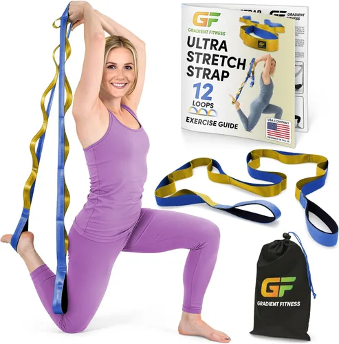 Miniatura 11 de Gradient Fitness Correa de Estiramiento para Terapia Física, Correa de Estiramiento de 12 Bucles Múltiples de 1.5 pulgadas de ancho x 8 pies