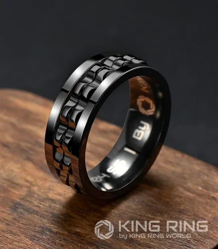 Miniatura 2 de King Ring Anillos giratorios de engranajes de 0.315 pulgadas Anillos para ansiedad ultra pulidos para hombres y mujeres Diseñado en Estados Unidos