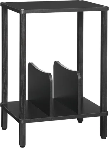 Miniatura 9 de HOOBRO BK05RS01 - Mesa auxiliar pequeña, soporte para tocadiscos de 2 niveles, soporte giratorio de vinilo con almacenamiento de hasta 100 álbumes