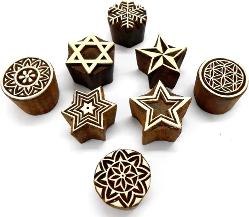 Miniatura 15 de CraftsofIndia® Bloques de madera de animales y pájaros para estampación, impresión en bloques en textiles, manualidades de cerámica, henna, pintura