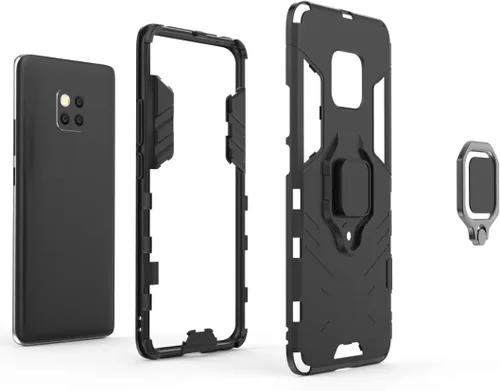 Miniatura 5 de Compatible con Huawei Mate20 Pro, funda de metal con anillo de agarre a prueba de golpes (funciona con soporte magnético para automóvil), funda Negro