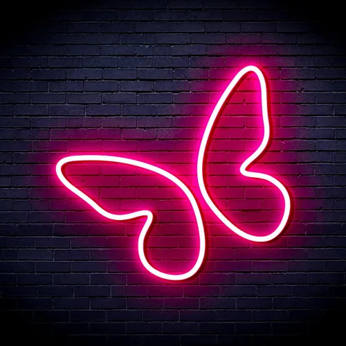 AdvPro Señal de neón LED de silicona de la flexión de la habitación de la muchacha de la mariposa - rosa - st16s33-fnu0020-k
