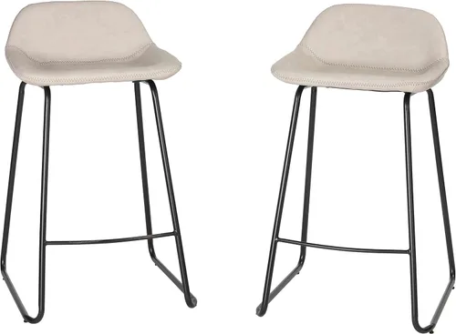 Miniatura 11 de Cortesi Home Ava - Taburetes de piel sintética color negro carbón (juego de 2)