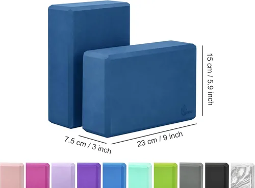 Miniatura 2 de EXERZ Bloques de yoga, paquete de 2, bloques de gimnasio, ladrillos de entrenamiento de fitness, soporte de mano elástico para pilates