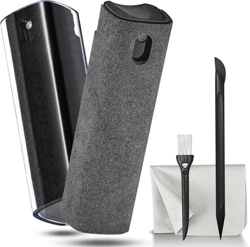 Paquete de 2 limpiadores de pantalla en aerosol y toallitas para monitor de laptop y pantallas de automóvil, kit de limpieza de niebla de pantalla