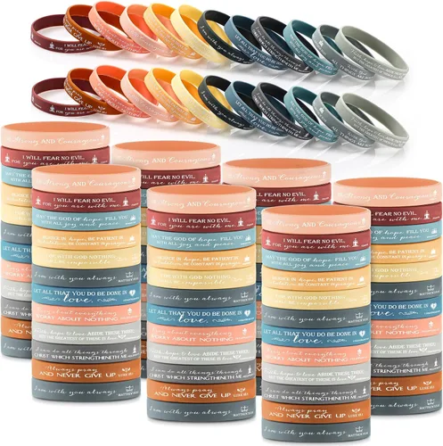 Miniatura 9 de Unittype 240 pulseras cristianas para el día de la madre, pulseras de silicona con versículos de la Biblia, pulseras de goma a granel